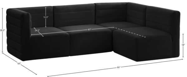 Quincy 95" Velvet Upholstered Comfort 4pc. Modular Sectional
