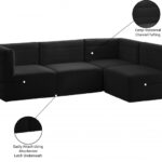 Quincy 95" Velvet Upholstered Comfort 4pc. Modular Sectional