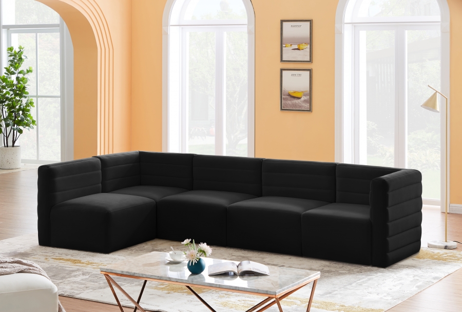 Quincy 126" Velvet Upholstered Comfort 5pc. Modular Sectional