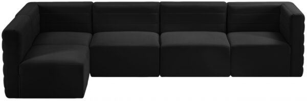 Quincy 126" Velvet Upholstered Comfort 5pc. Modular Sectional