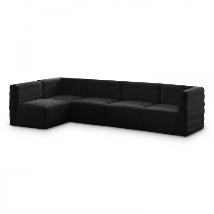 Quincy 126" Velvet Upholstered Comfort 5pc. Modular Sectional
