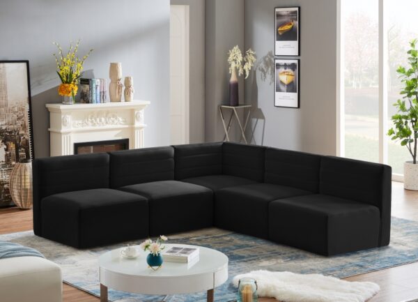 Quincy 94" Velvet Upholstered Comfort 5pc. Modular Sectional