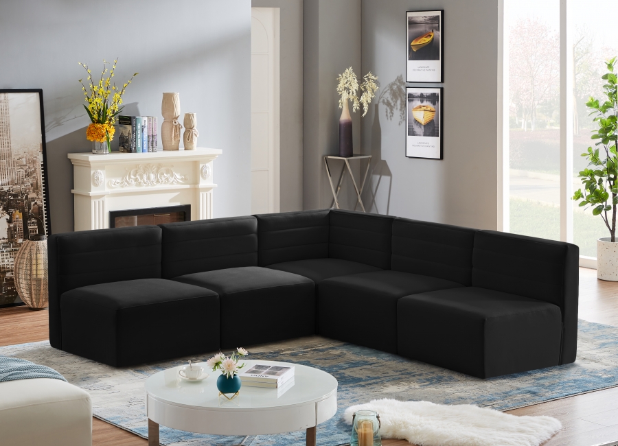 Quincy 94" Velvet Upholstered Comfort 5pc. Modular Sectional