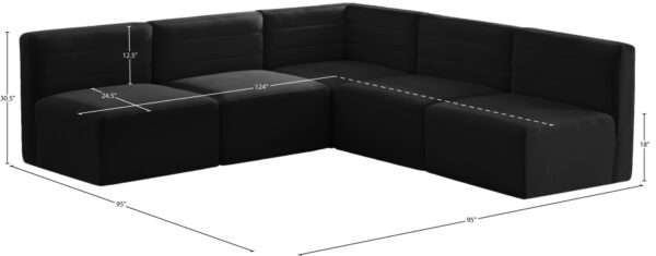 Quincy 94" Velvet Upholstered Comfort 5pc. Modular Sectional