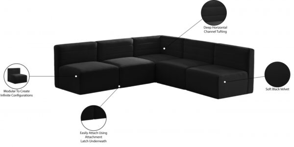 Quincy 94" Velvet Upholstered Comfort 5pc. Modular Sectional