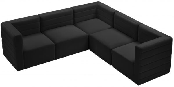 Quincy 95" Velvet Upholstered Comfort 5pc. Modular Sectional