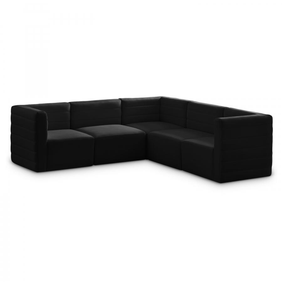 Quincy 95" Velvet Upholstered Comfort 5pc. Modular Sectional
