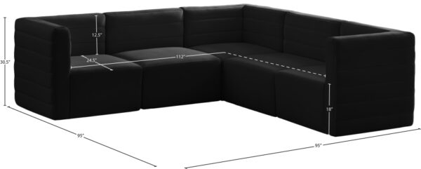 Quincy 95" Velvet Upholstered Comfort 5pc. Modular Sectional