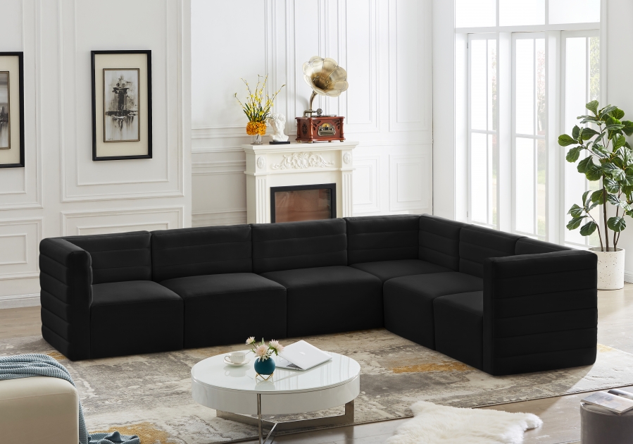 Quincy 126" Velvet Upholstered Comfort 6pc. Modular Sectional