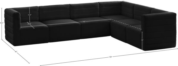 Quincy 126" Velvet Upholstered Comfort 6pc. Modular Sectional