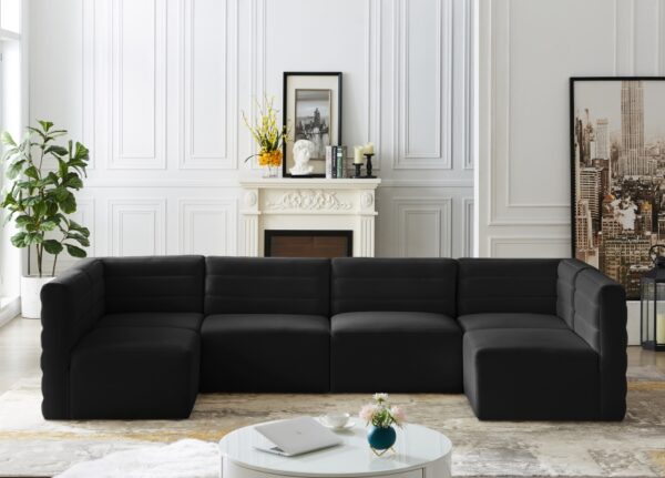 Quincy 126" Velvet Upholstered Comfort 6pc. Modular Sectional