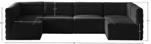 Quincy 126" Velvet Upholstered Comfort 6pc. Modular Sectional