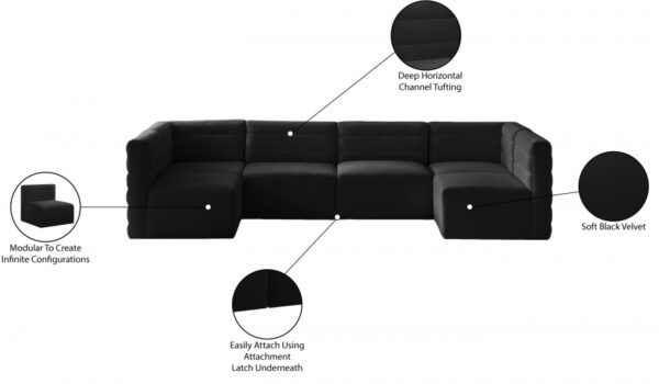 Quincy 126" Velvet Upholstered Comfort 6pc. Modular Sectional