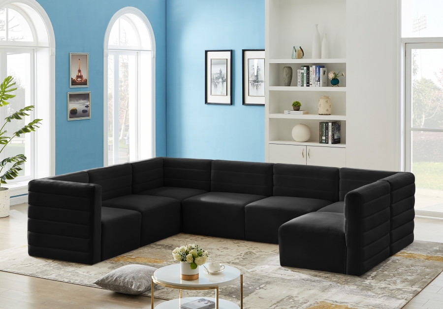 Quincy 126" Velvet Upholstered Comfort 7pc. Modular Sectional