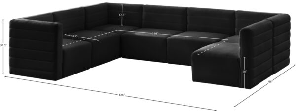 Quincy 126" Velvet Upholstered Comfort 7pc. Modular Sectional
