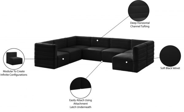 Quincy 126" Velvet Upholstered Comfort 7pc. Modular Sectional