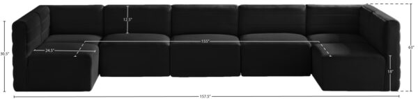 Quincy 157" Velvet Upholstered Comfort 7pc. Modular Sectional