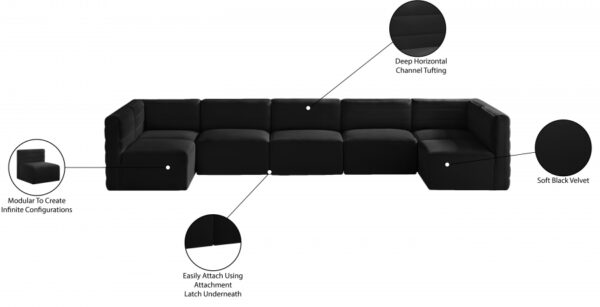 Quincy 157" Velvet Upholstered Comfort 7pc. Modular Sectional