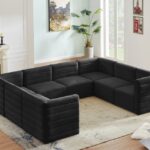Quincy 126" Velvet Upholstered Comfort 8pc. Modular Sectional