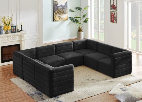 Quincy 126" Velvet Upholstered Comfort 8pc. Modular Sectional