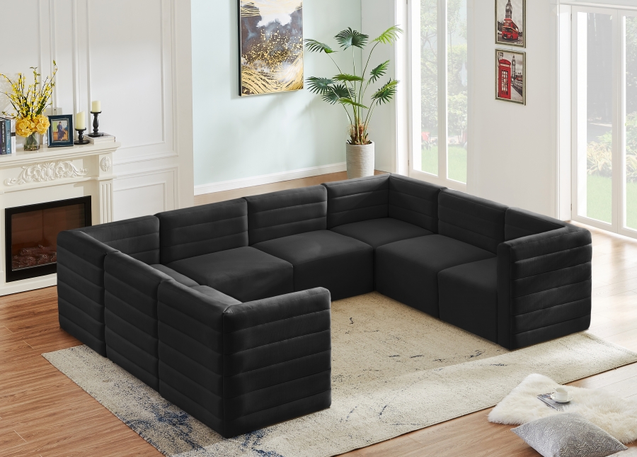 Quincy 126" Velvet Upholstered Comfort 8pc. Modular Sectional