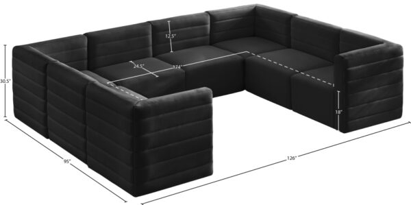 Quincy 126" Velvet Upholstered Comfort 8pc. Modular Sectional