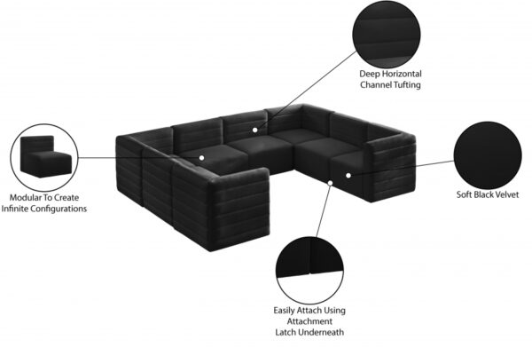 Quincy 126" Velvet Upholstered Comfort 8pc. Modular Sectional