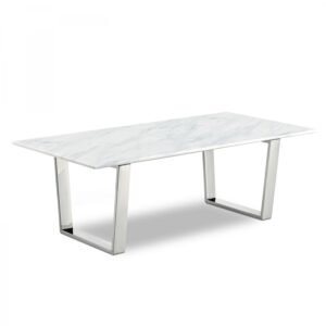 Carlton Marble Veneer Top And Chrome Steel Base Coffee Table