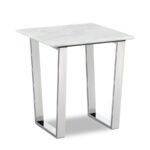 Carlton Marble Veneer Top And Chrome Steel Base End / Side Table