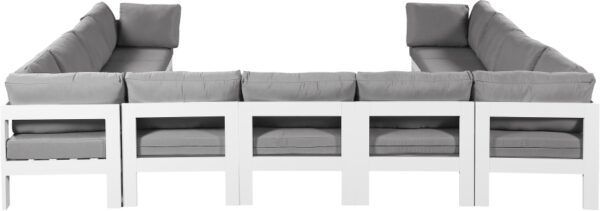 Nizuc 150" Water Resistant Fabric Upholstered Outdoor Patio 11pc. Modular Sectional
