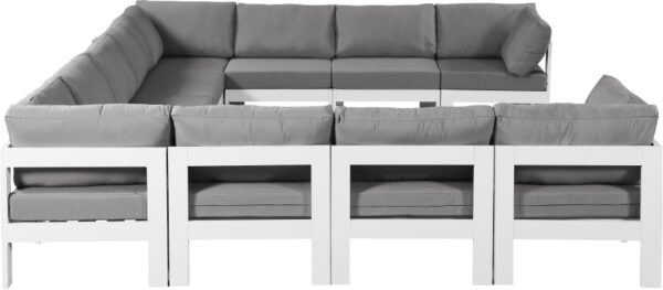 Nizuc 150" Water Resistant Fabric Upholstered Outdoor Patio 11pc. Modular Sectional