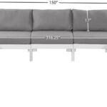 Nizuc 150" Water Resistant Fabric Upholstered Outdoor Patio 11pc. Modular Sectional