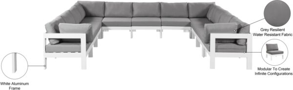 Nizuc 150" Water Resistant Fabric Upholstered Outdoor Patio 11pc. Modular Sectional