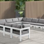 Nizuc 150" Water Resistant Fabric Upholstered Outdoor Patio 13pc. Modular Sectional