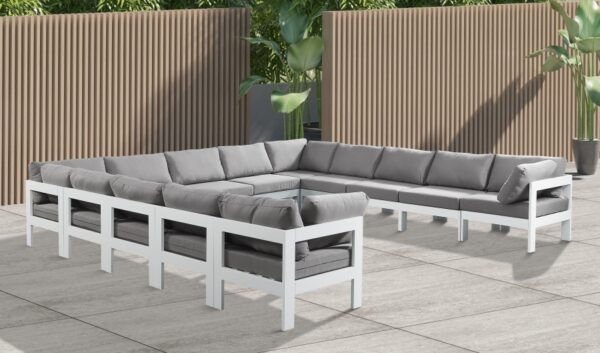 Nizuc 150" Water Resistant Fabric Upholstered Outdoor Patio 13pc. Modular Sectional