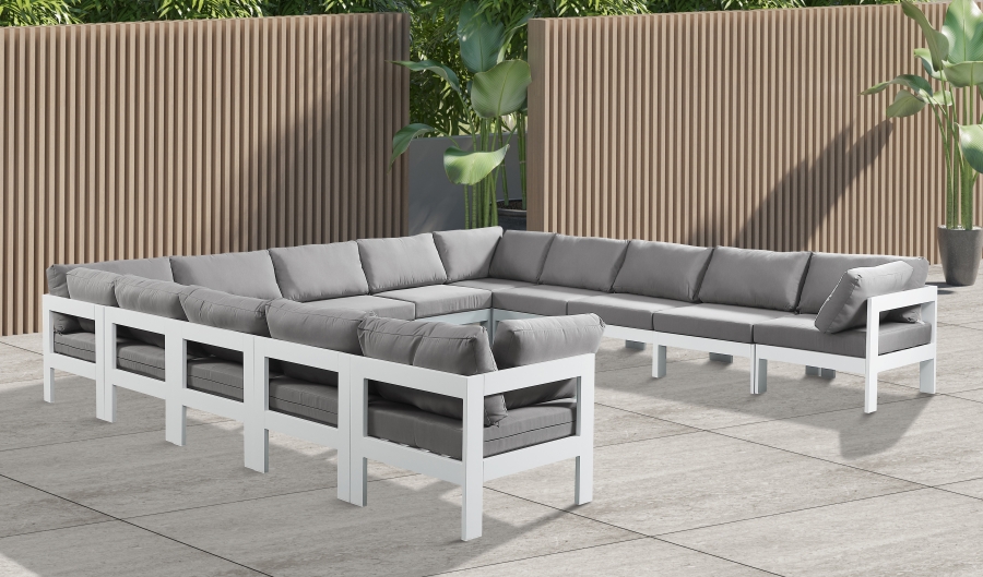 Nizuc 150" Water Resistant Fabric Upholstered Outdoor Patio 13pc. Modular Sectional