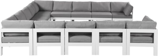 Nizuc 150" Water Resistant Fabric Upholstered Outdoor Patio 13pc. Modular Sectional