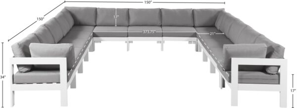 Nizuc 150" Water Resistant Fabric Upholstered Outdoor Patio 13pc. Modular Sectional