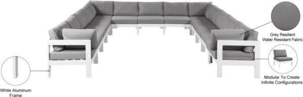 Nizuc 150" Water Resistant Fabric Upholstered Outdoor Patio 13pc. Modular Sectional