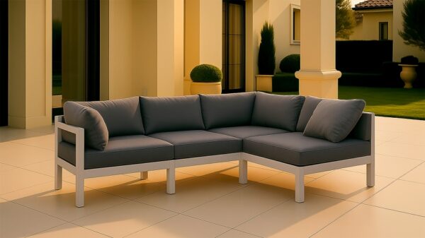 Nizuc 90" Water Resistant Fabric Upholstered Outdoor Patio 4pc. Modular Sectional