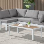 Nizuc 90" Water Resistant Fabric Upholstered Outdoor Patio 4pc. Modular Sectional
