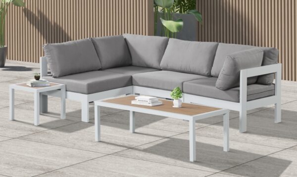 Nizuc 90" Water Resistant Fabric Upholstered Outdoor Patio 4pc. Modular Sectional