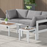 Nizuc 90" Water Resistant Fabric Upholstered Outdoor Patio 4pc. Modular Sectional