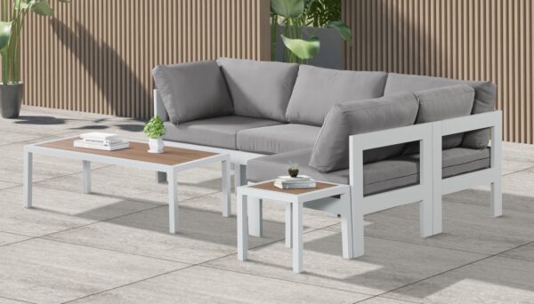 Nizuc 90" Water Resistant Fabric Upholstered Outdoor Patio 4pc. Modular Sectional