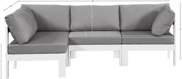 Nizuc 90" Water Resistant Fabric Upholstered Outdoor Patio 4pc. Modular Sectional