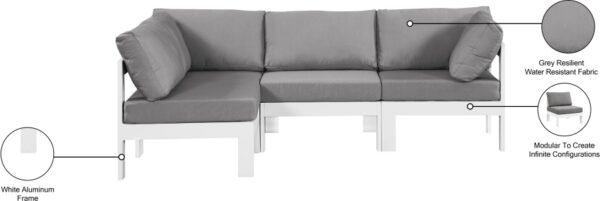Nizuc 90" Water Resistant Fabric Upholstered Outdoor Patio 4pc. Modular Sectional