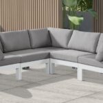 Nizuc 90" Water Resistant Fabric Upholstered Outdoor Patio 5pc. Modular Sectional