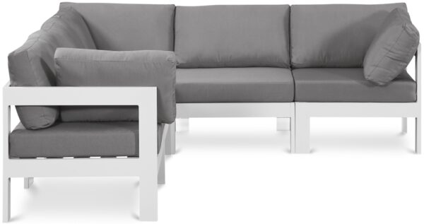 Nizuc 90" Water Resistant Fabric Upholstered Outdoor Patio 5pc. Modular Sectional