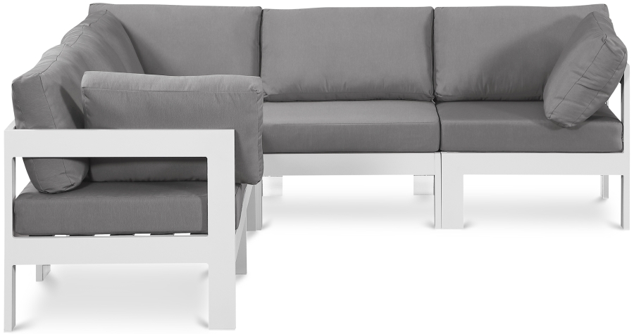 Nizuc 90" Water Resistant Fabric Upholstered Outdoor Patio 5pc. Modular Sectional