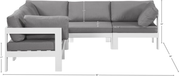 Nizuc 90" Water Resistant Fabric Upholstered Outdoor Patio 5pc. Modular Sectional